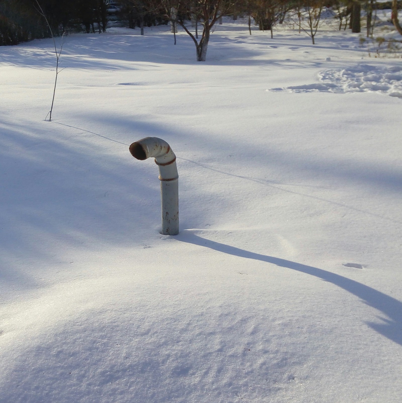 -Skipper, we have a problem! - My, Kazakhstan, Exhaust pipe, Snow, The photo, Periscope