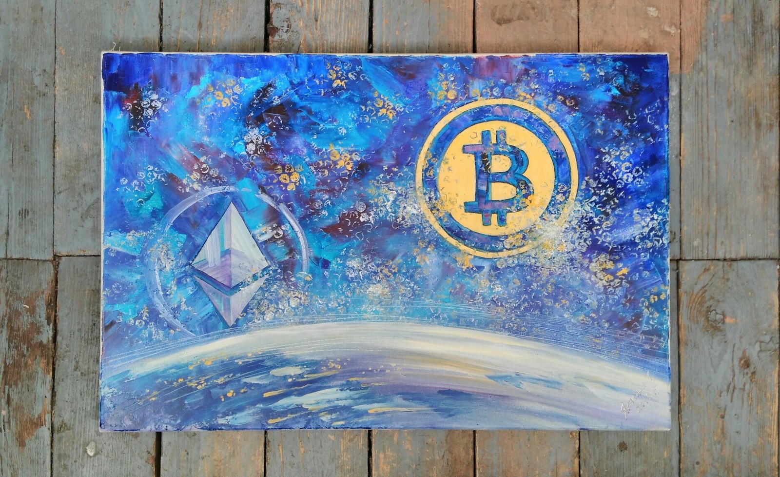 A little creativity :) - My, Bitcoins, Ethereum, Oil painting