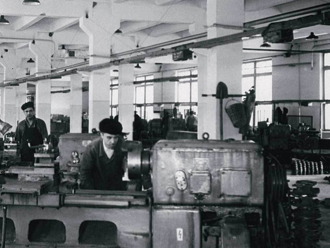 Photo from the gas equipment plant. - The photo, the USSR, Colorization, Workers, Locksmith, Turner, Milling machine, Factory, Longpost