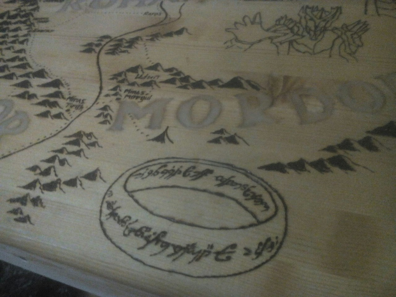 There is nothing to do with my hands, I will make a table ... - My, Table, Lord of the Rings, Woodworking, Epoxy resin, Pyrography, Longpost