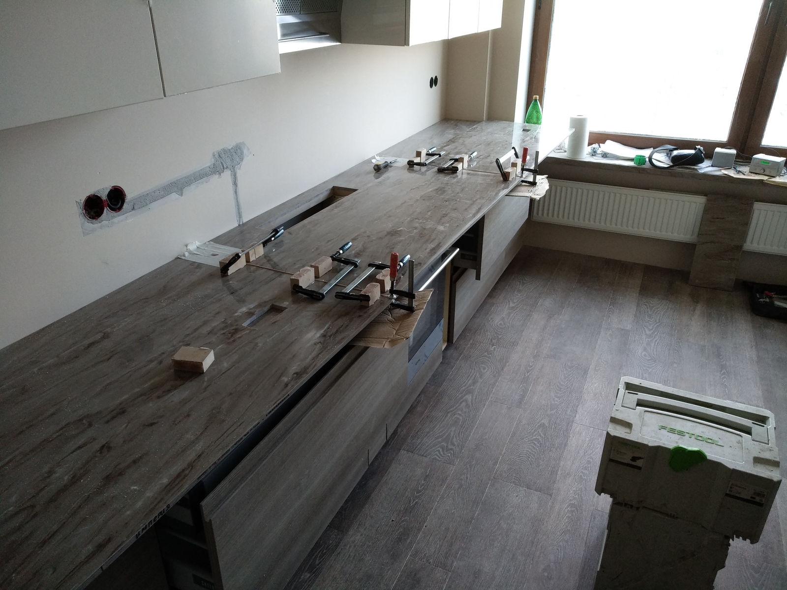 Finished the tabletop. - My, Kitchen, Artificial stone, Apron, Table top, Longpost