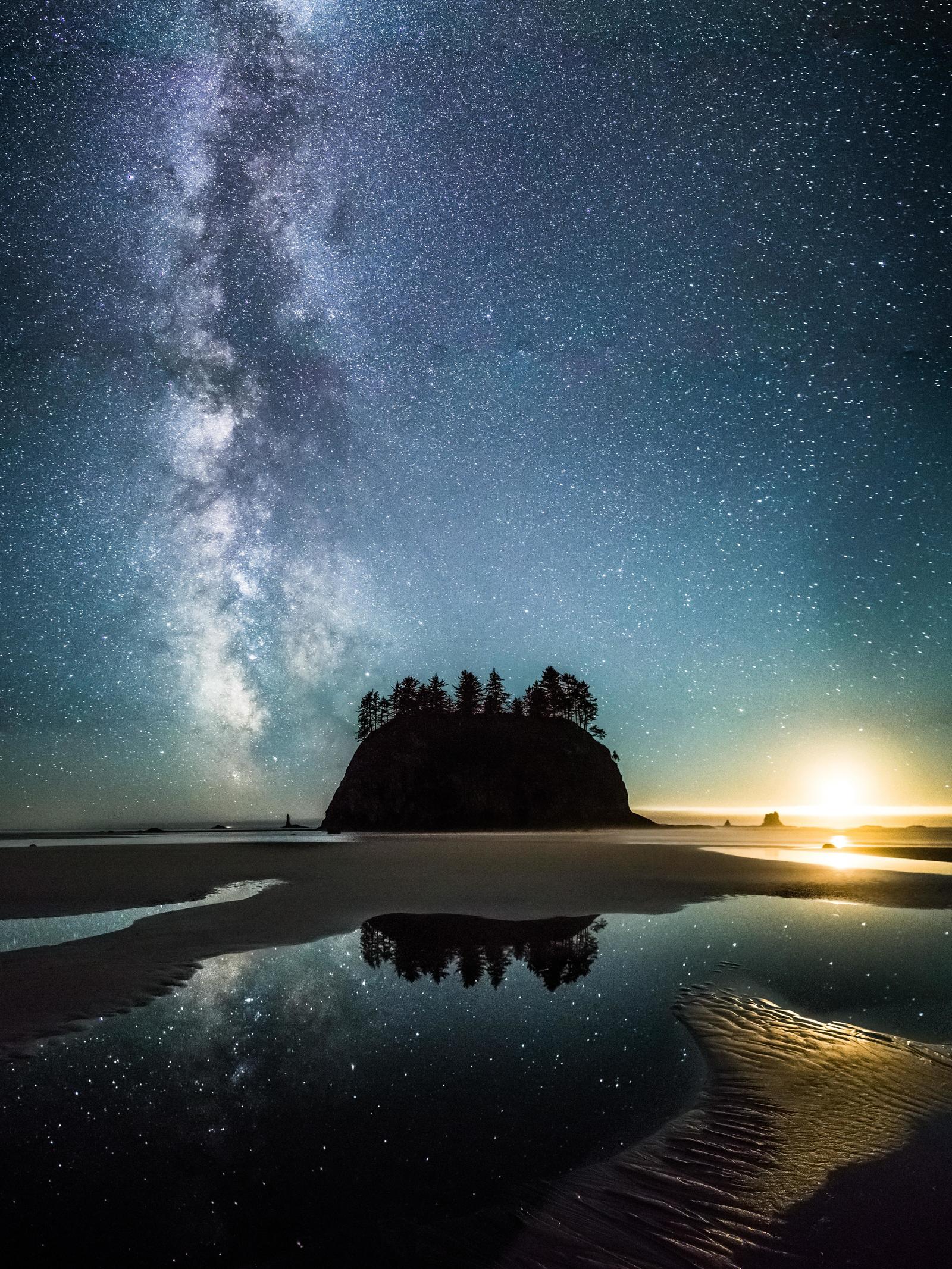 Milky way over the beach - Reddit, Milky Way, Beach, Reflection