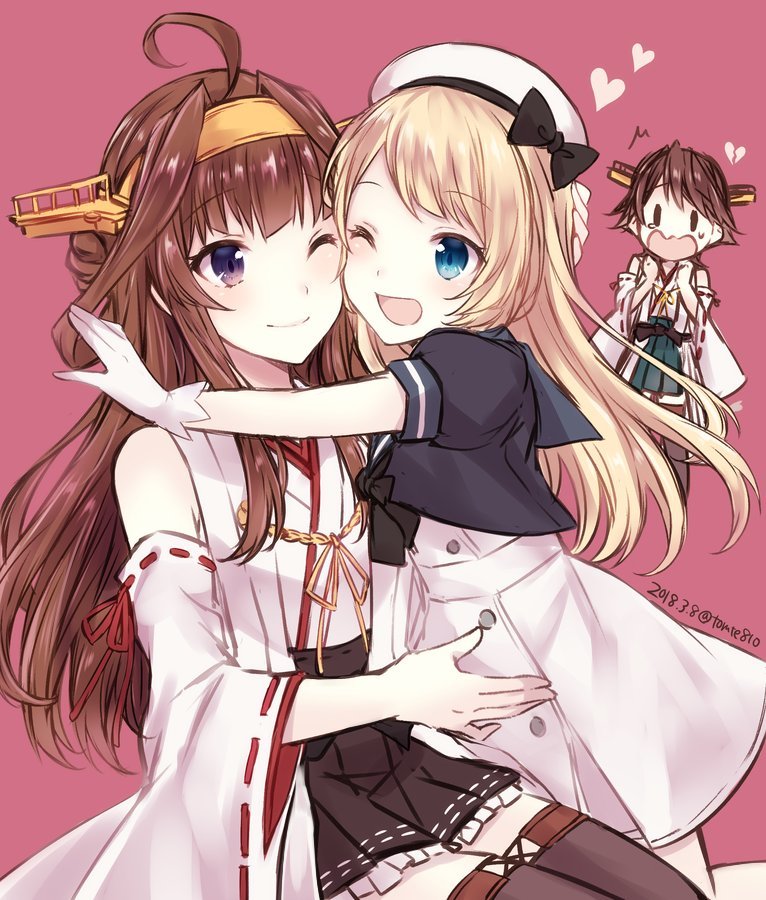 Kongou and Jervis - Kantai collection, Kongou, Jervis, Hiei, Anime, Anime art