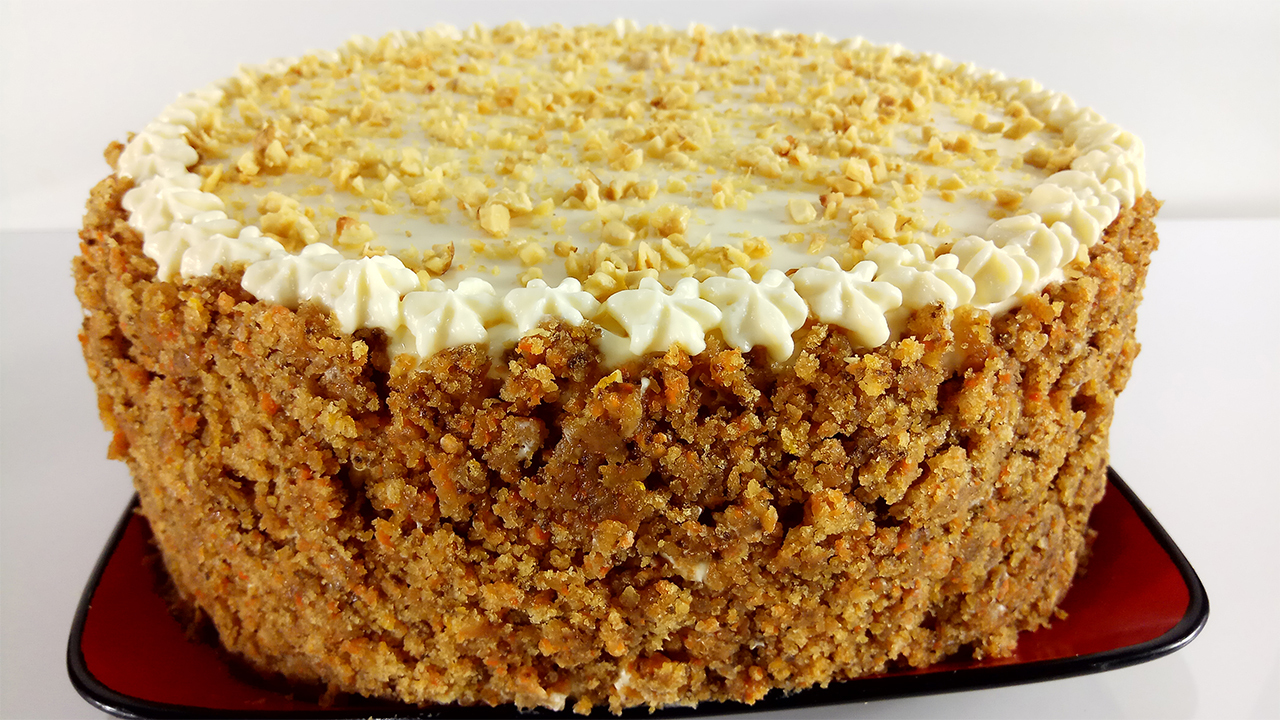 Very Delicious and Juicy Carrot Cake. - My, Cake, Carrot cake, Bakery products, Recipe, Food, Cooking, Dessert, Carrot, Video, Longpost