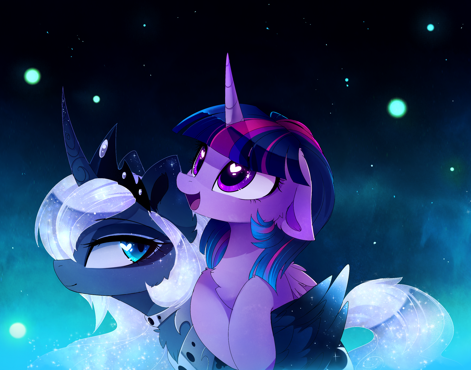 Selena and Twily - My Little Pony, PonyArt, Twilight sparkle, Princess Luna, Magnaluna