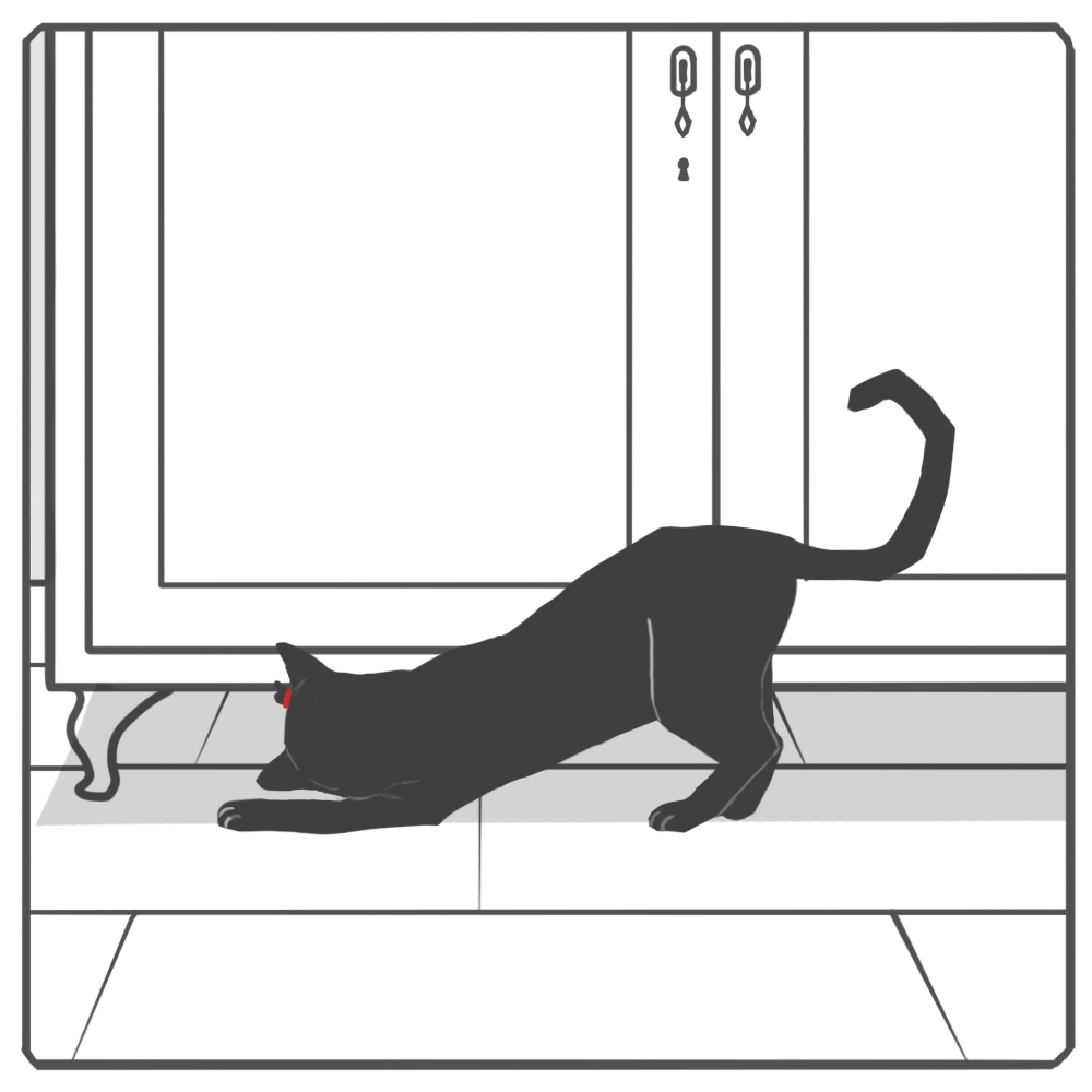 My cat steals hair ties and then they always end up under the closet. - My, Comics, cat, Mouse, Elastic, Longpost