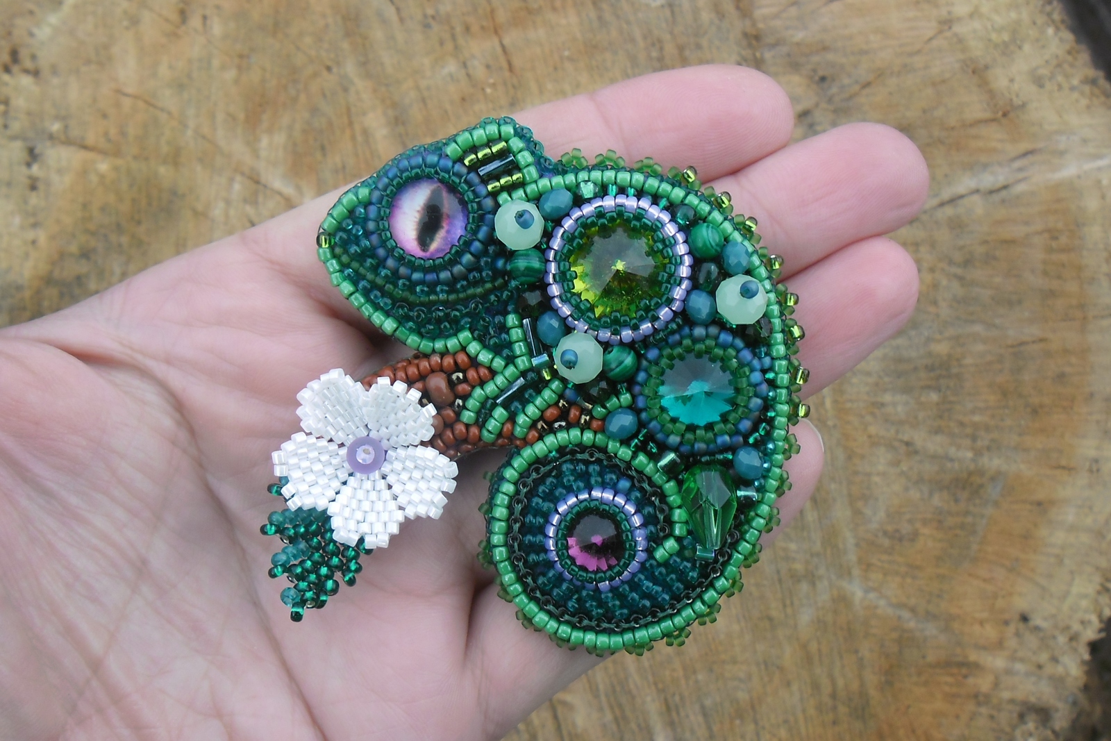 The whole collection of chameleons - My, Chameleon, Brooch, Beads, Embroidery, Needlework without process, Hikupta, Longpost, Bead jewelery