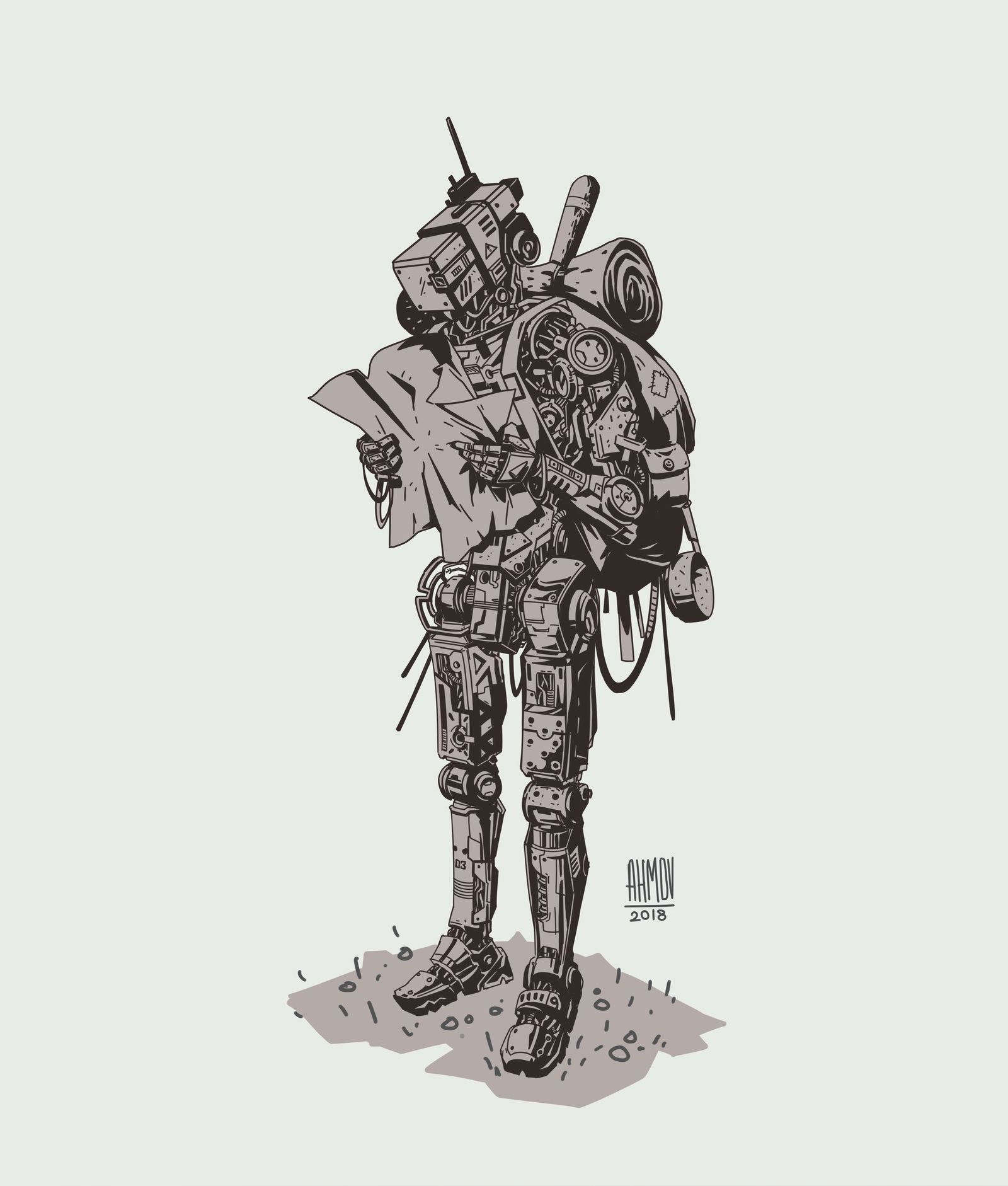 March of robots #7 - My, Marchofrobots, Art, Drawing, Illustrations, Robot, Technics, Art, Creation, Longpost