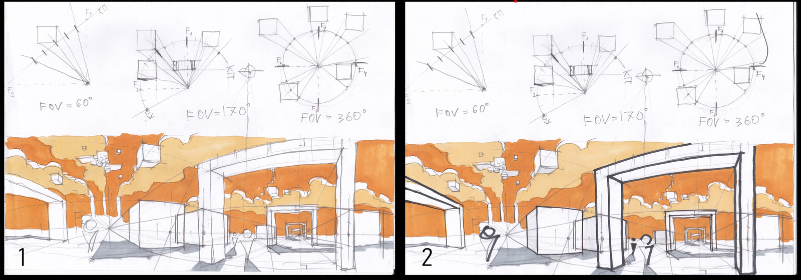 How to draw a PANORAMIC drawing. BASICS OF DRAWING. - My, , Drawing, Spherical perspective, Longpost, Video