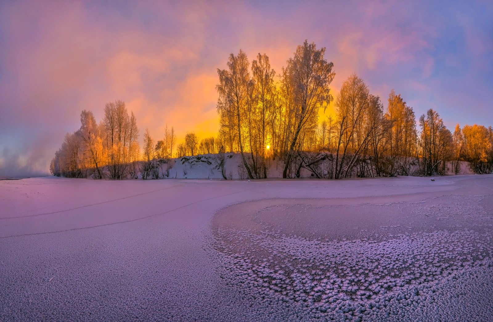 Pink-gold dawn in the spring in the North of the Leningrad region. - The photo, Russia, Nature, beauty of nature, The nature of Russia, Landscape, Saint Petersburg, Leningrad region