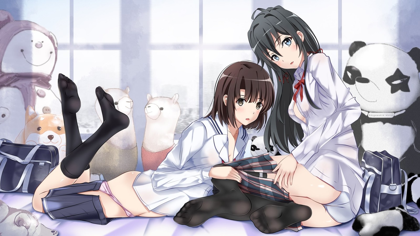 Katou Megumi and Yukinoshita Yukino art - Megumi Katou, Anime art, Saekano, Anime, Oregairu, Yukino Yukinoshita, Crossover, Pantsu