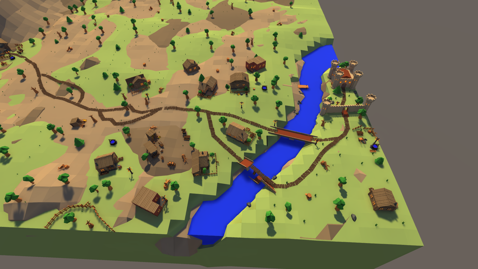 low poly village - My, My, Low poly, Unity, Unity3d, Lowpolyart, Longpost