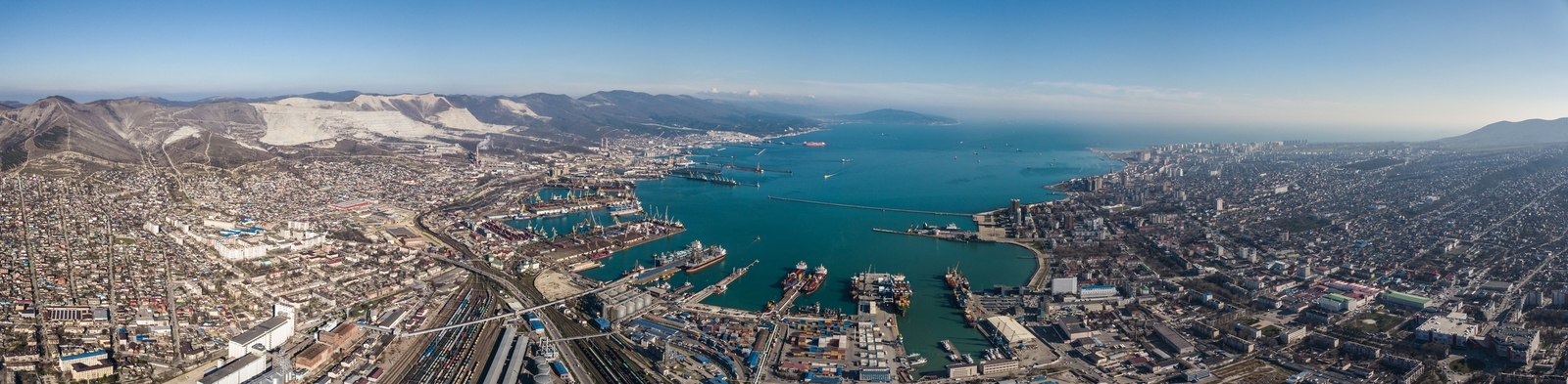 View of Novorossiysk from the clouds. (And two more panoramas) - My, The photo, Панорама, Novorossiysk, Quadcopter, Aerial photography, Sea, Port, Краснодарский Край, Longpost