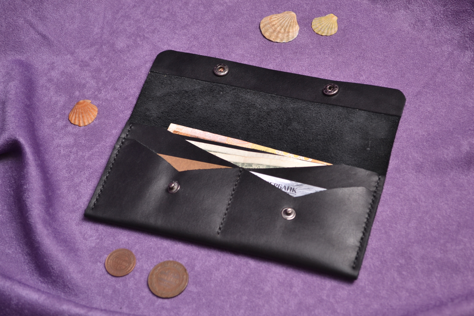 First work. Leather wallet. - My, Leather, Wallet, Purse, With your own hands, , Leather craft, Handmade, Longpost