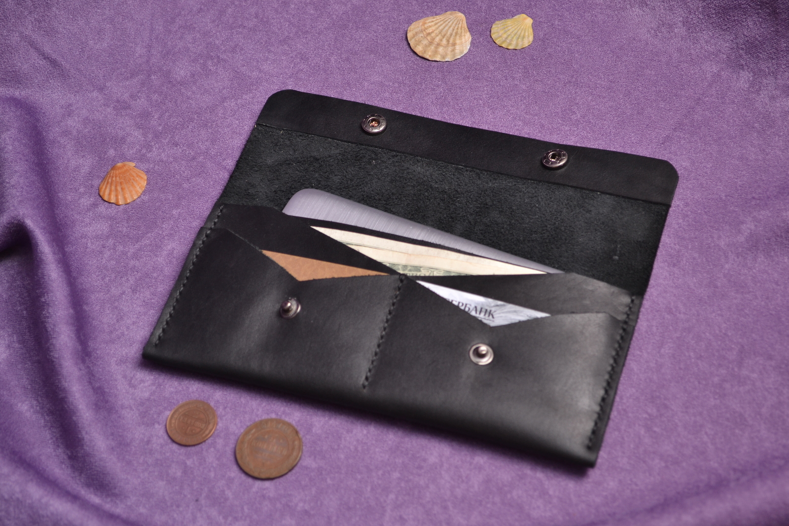 First work. Leather wallet. - My, Leather, Wallet, Purse, With your own hands, , Leather craft, Handmade, Longpost