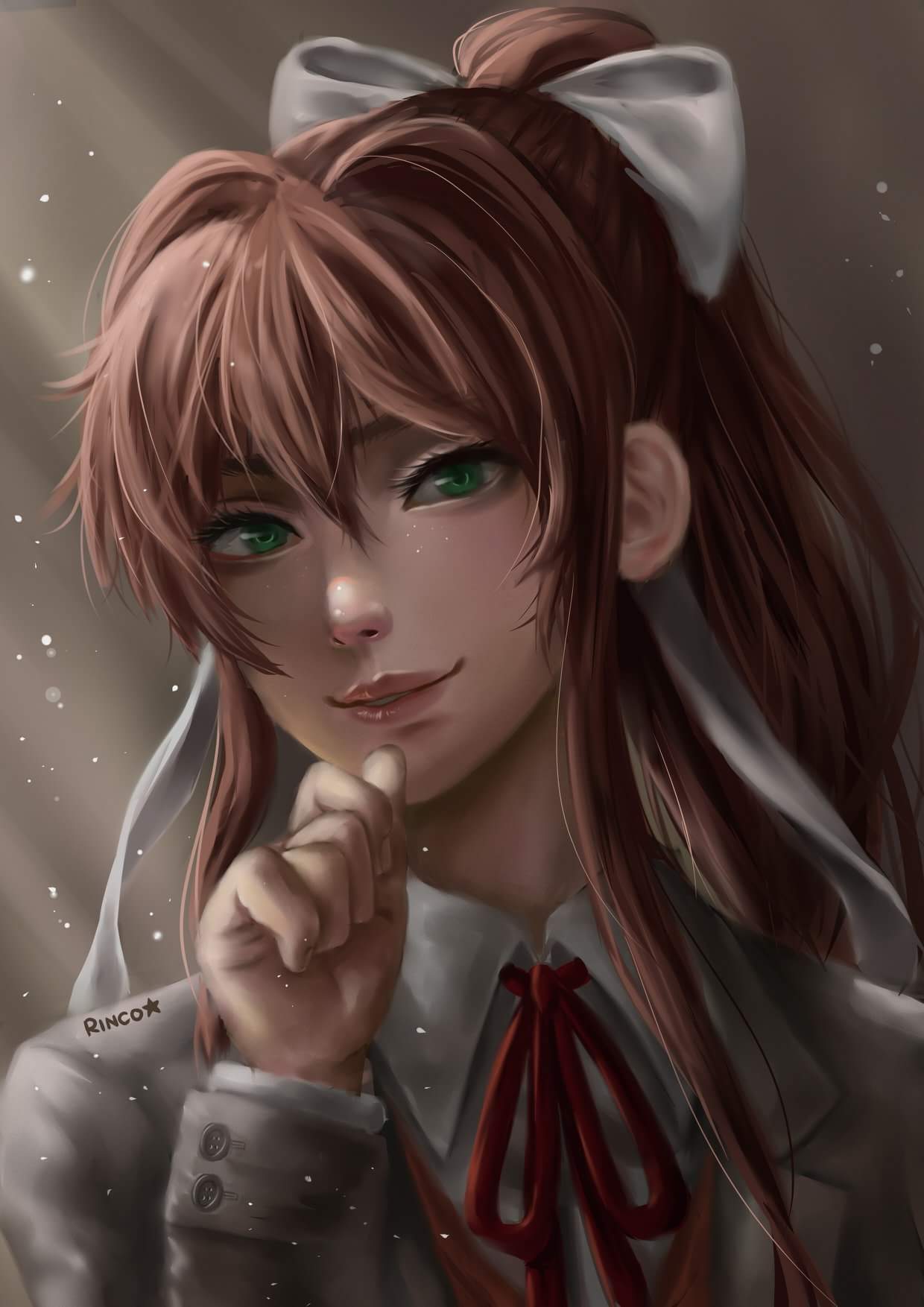 Monika - Doki Doki Literature Club, Visual novel, Monika, Anime art, Anime, Not anime, Art