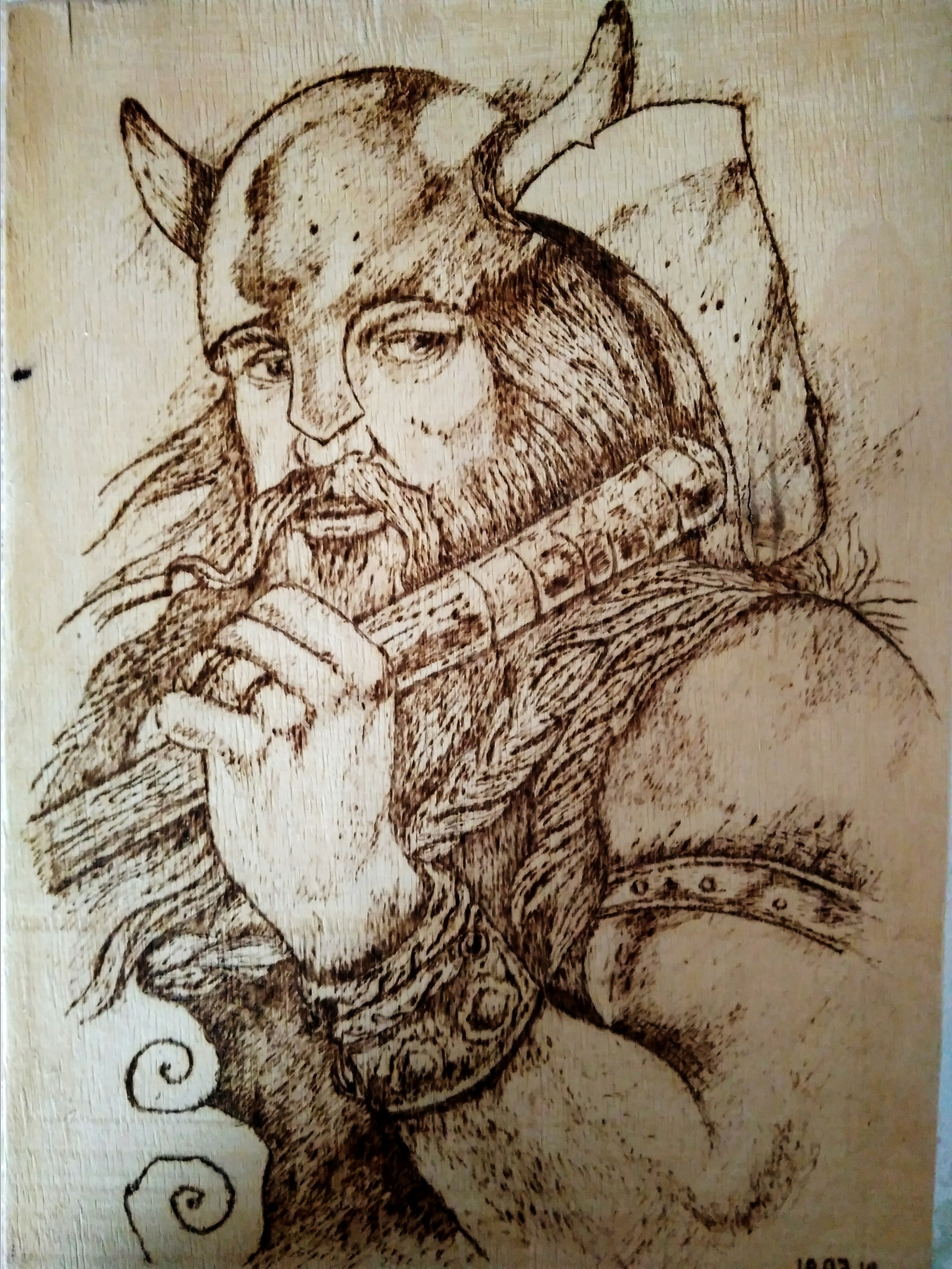 Woodburning - My, Pyrography, Burning out, Викинги, Longpost