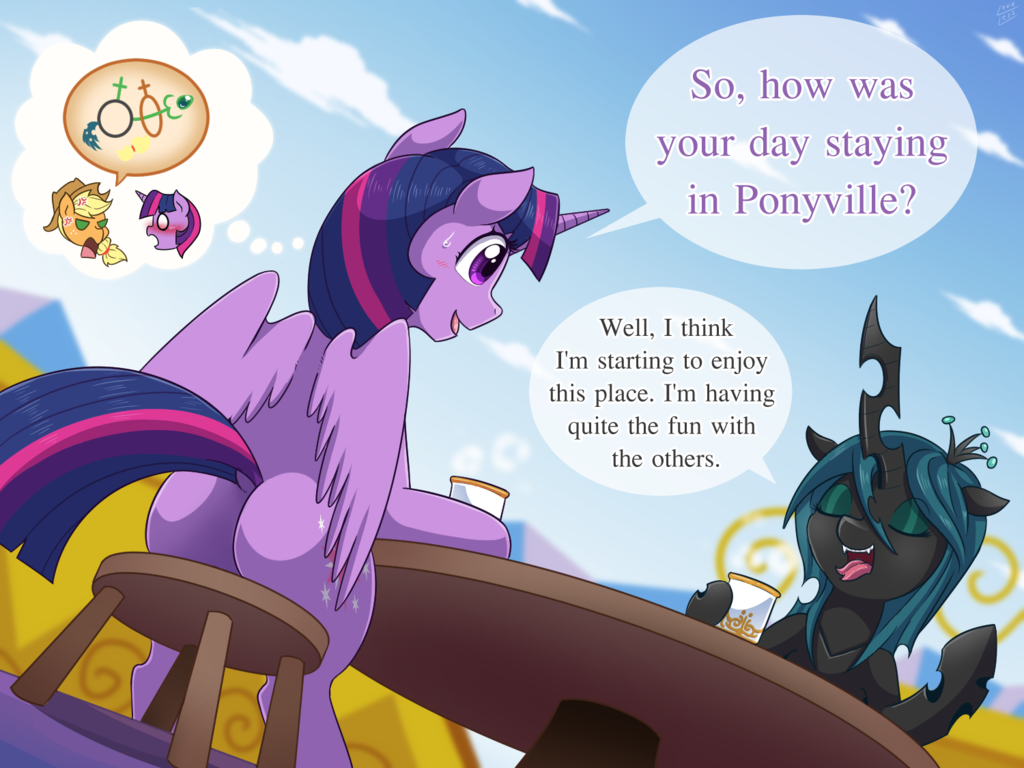 Regular Conversation - My little pony, Twilight sparkle, Queen chrysalis, MLP Edge