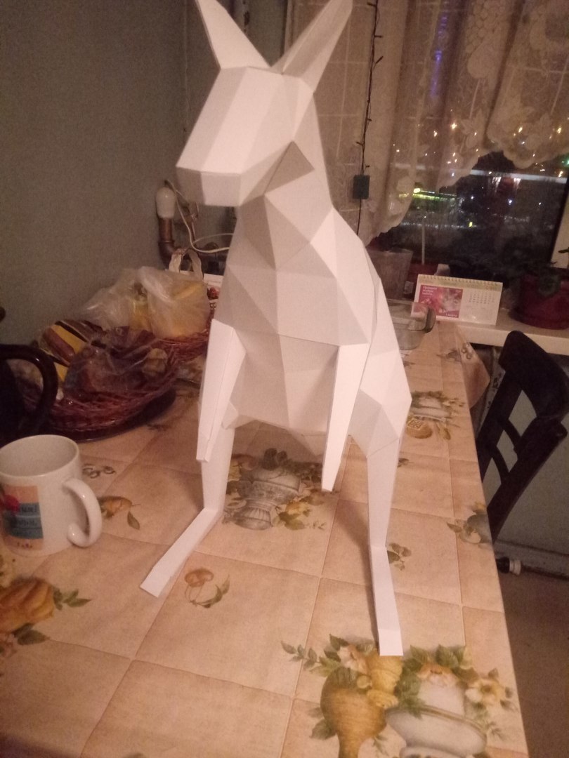 paper kangaroo - My, Kangaroo, Papercraft, From paper, Paper products, Polygonal graphics, Longpost, Low poly