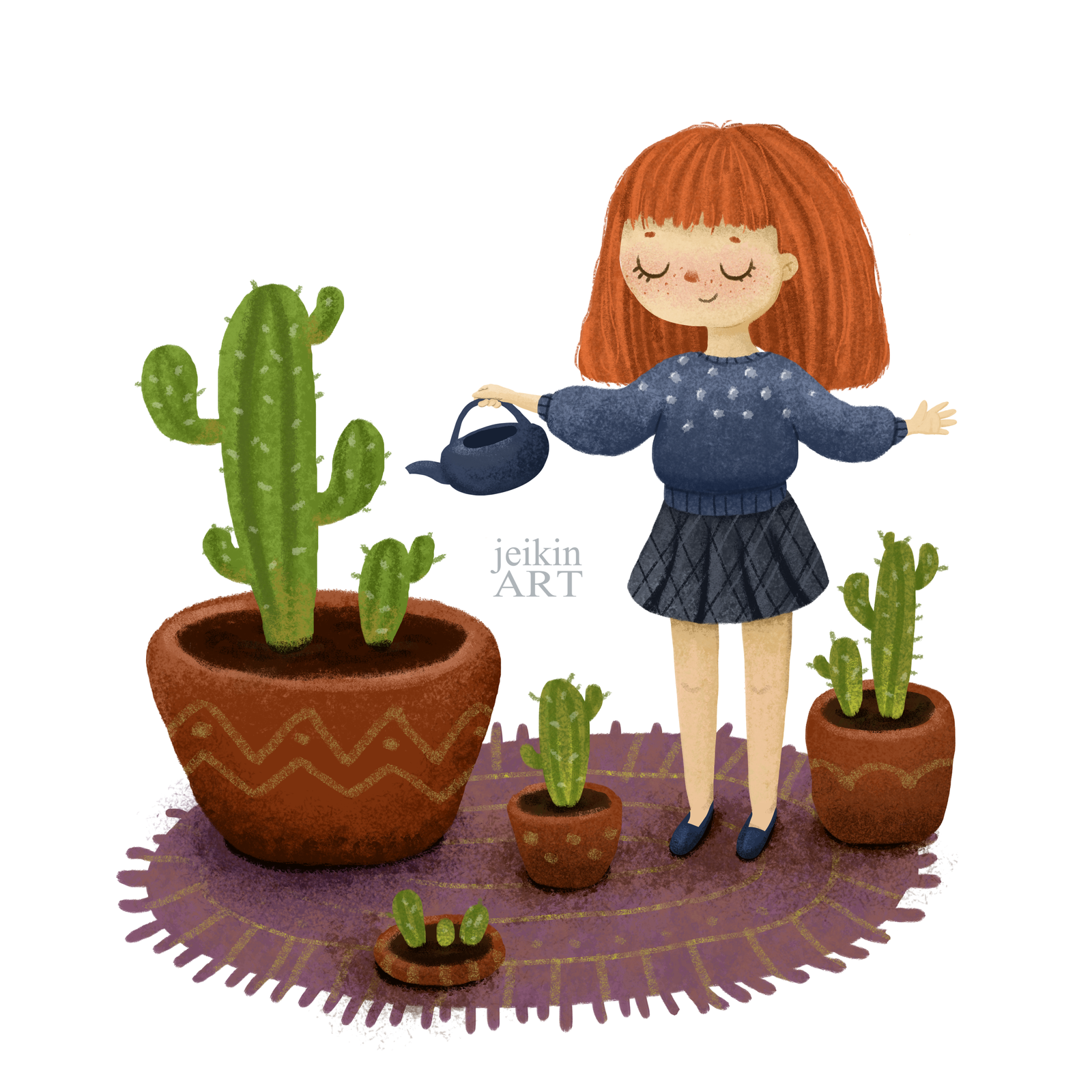 5 works for the challenge #drawingandsleeping - My, Cactus, Animals, Art, Illustrations, Creation, Longpost