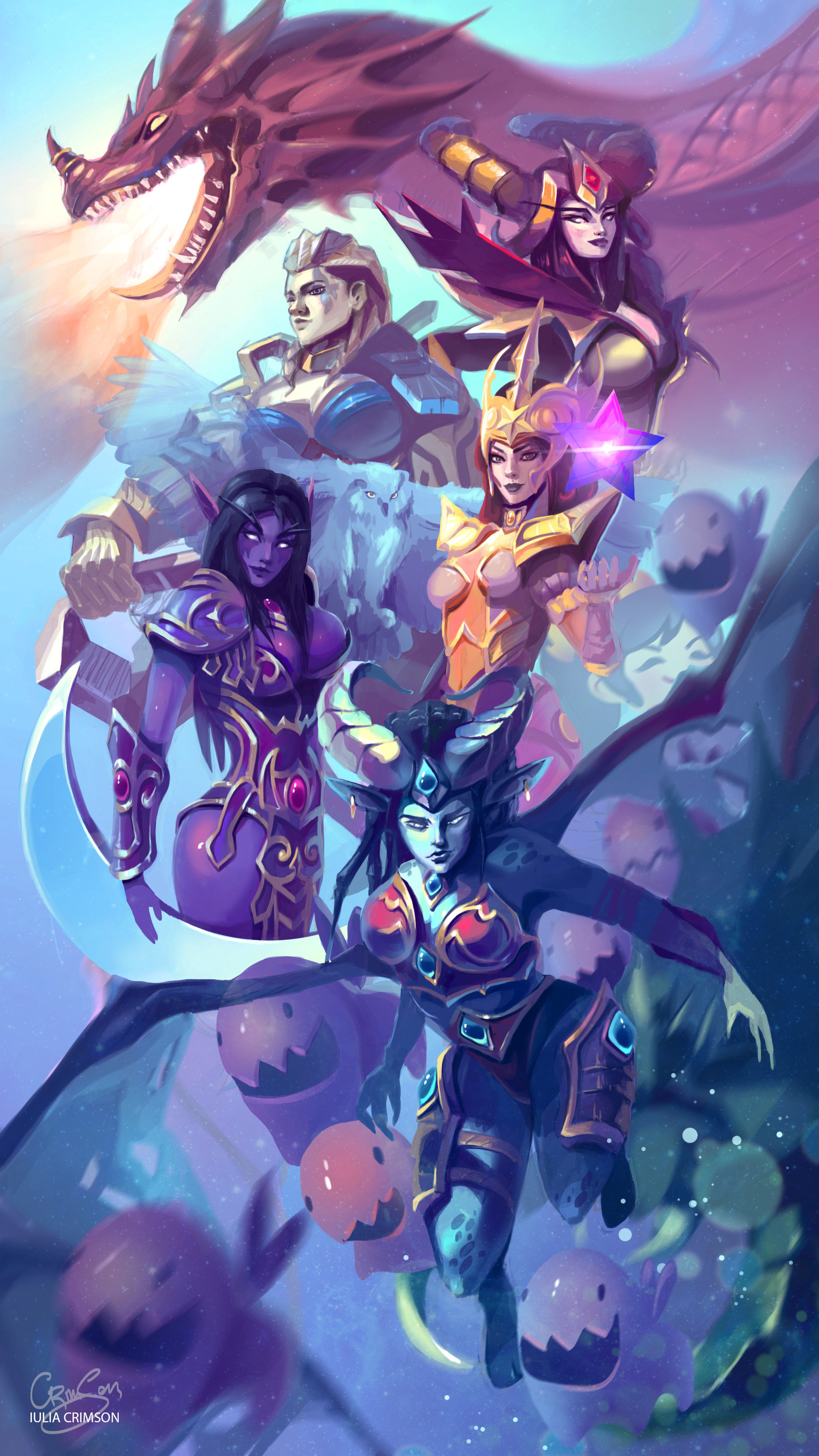 Girls Power Art - , Art, HOTS, Warcraft, Alexstrasza, Jaina Proudmoore, Li ming, Tyrande Whisperwind