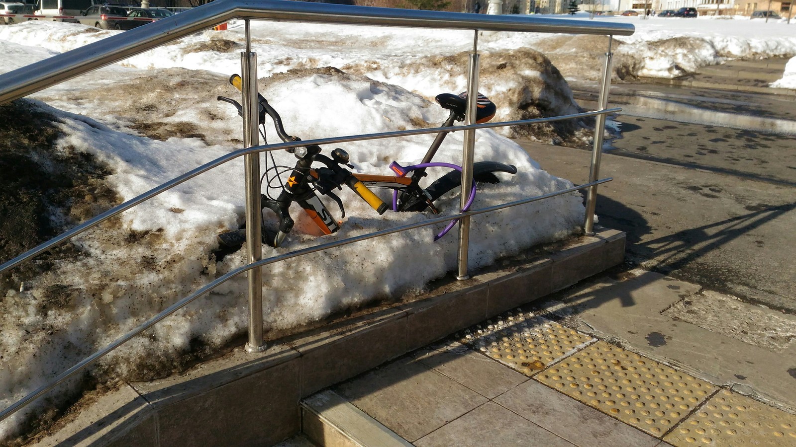 Spring, the first snowdrops appear - My, A bike, Spring, Students, Pain, Longpost, The photo