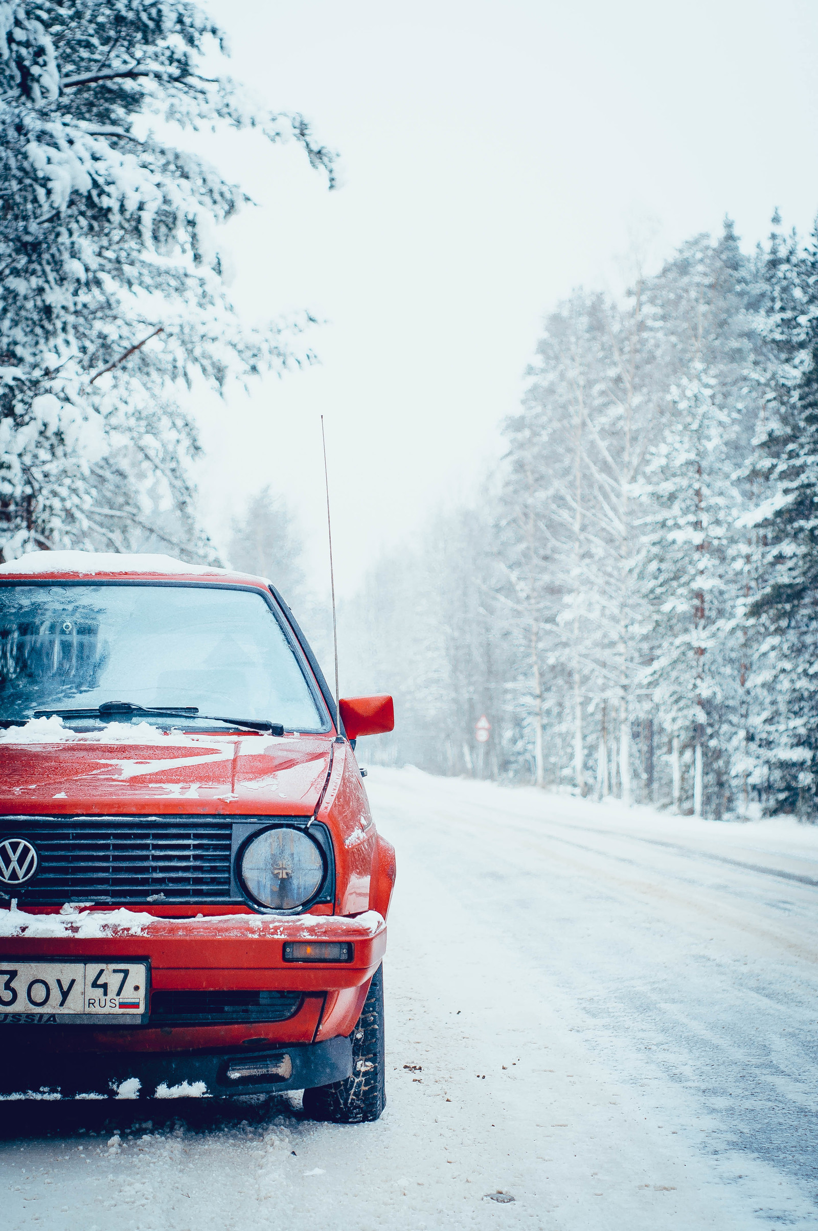 Primorskoye Highway, Gulf of Finland. - My, The Gulf of Finland, Primorskoye Shosse, Road, Snow, Winter, Volkswagen Golf II, Leningrad region, Snowfall, Longpost