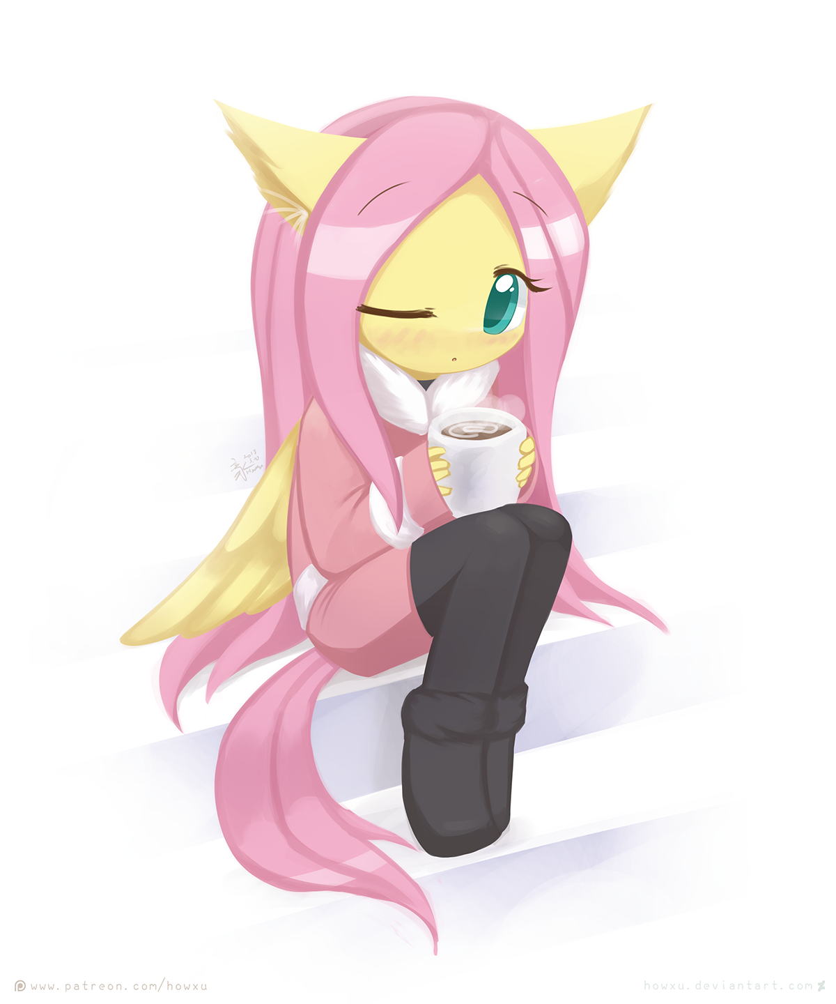 Fluttershy - My Little Pony, Fluttershy, Антро, Howxu