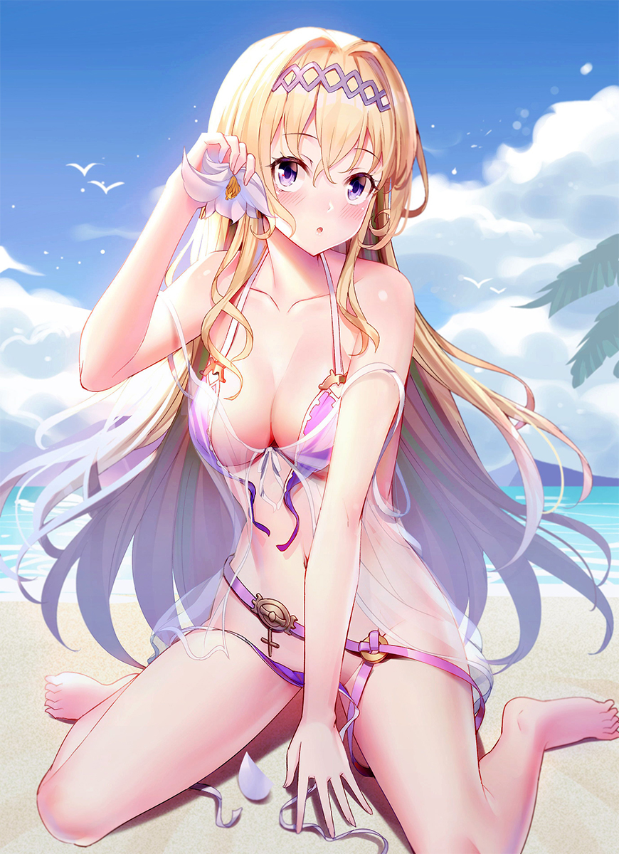 Anime Art - Аниме, Anime Art, Jeanne Darc, Granblue Fantasy, Купальник