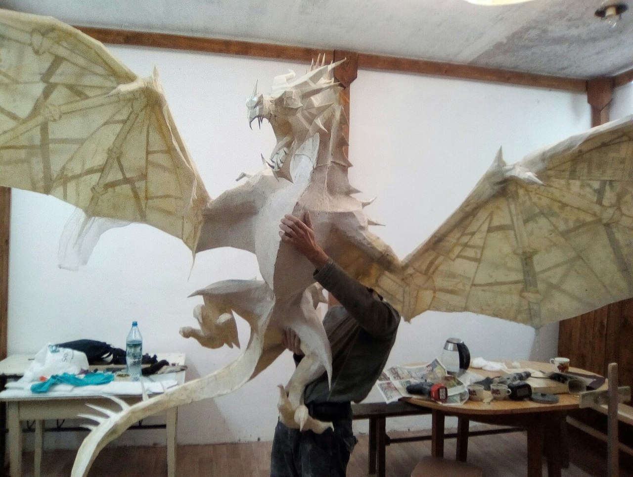 Делал как то я дракона. - Моё, Pepakura, Прямые руки, The Elder Scrolls V: Skyrim, Длиннопост, Papercraft