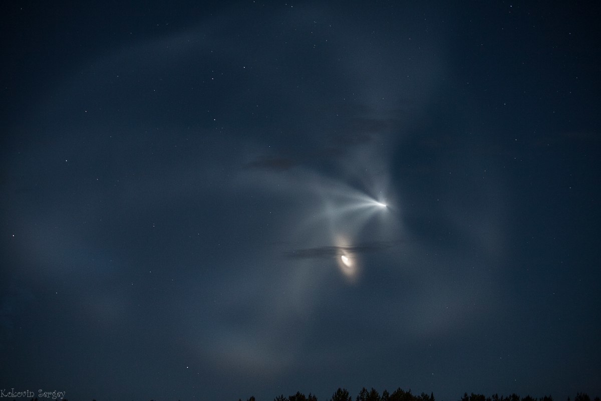 Launch of Soyuz-2.1v launch vehicle from Plesetsk cosmodrome 29.03.18 ~20:42 Moscow time - Rocket, Running, Satellite, Longpost, The photo, Cosmonautics