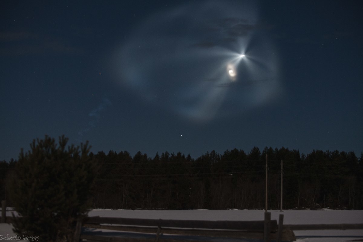 Launch of Soyuz-2.1v launch vehicle from Plesetsk cosmodrome 29.03.18 ~20:42 Moscow time - Rocket, Running, Satellite, Longpost, The photo, Cosmonautics