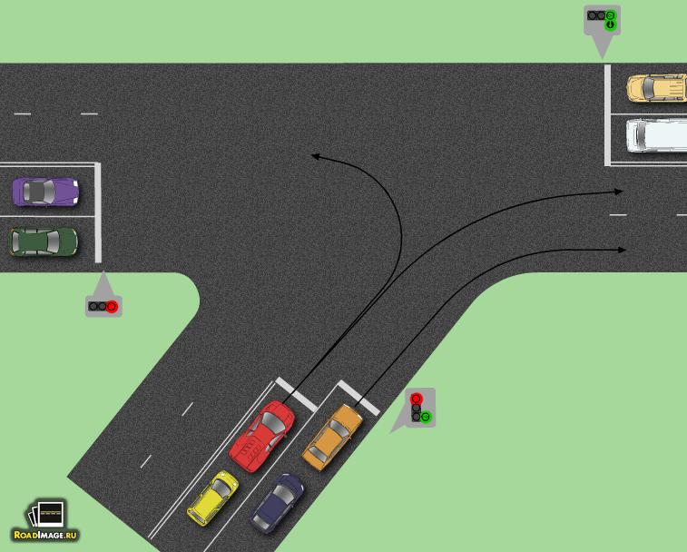 Доп.секция светофора. Поворот направо с левой полосы. - Авто, ПДД, Светофор, Перекресток