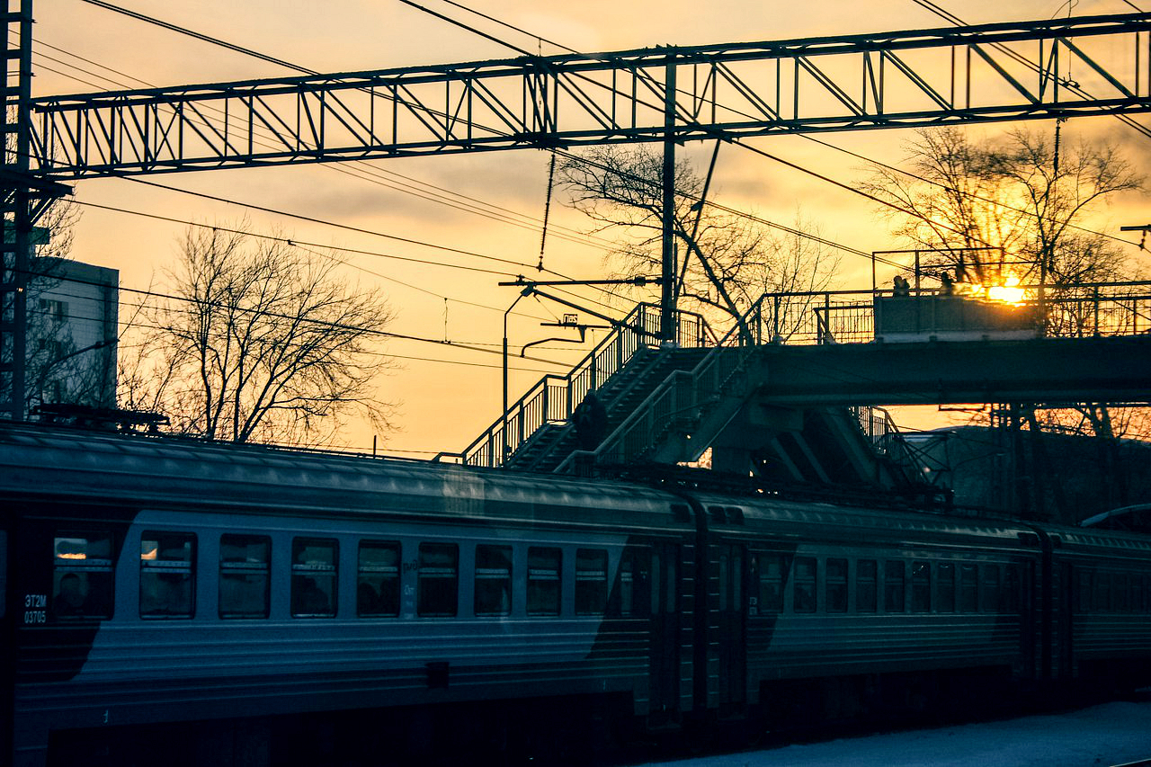 Our spring. - Russian Railways, A train, railway station