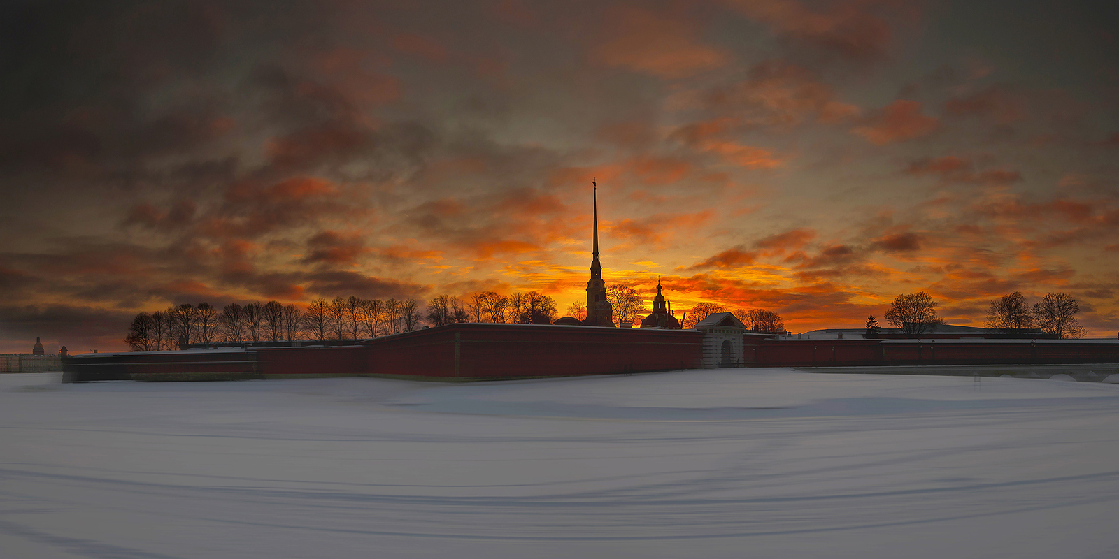 Frosty evening in St. Petersburg - Peter-Pavel's Fortress, Sunset, Evening, Saint Petersburg, The photo