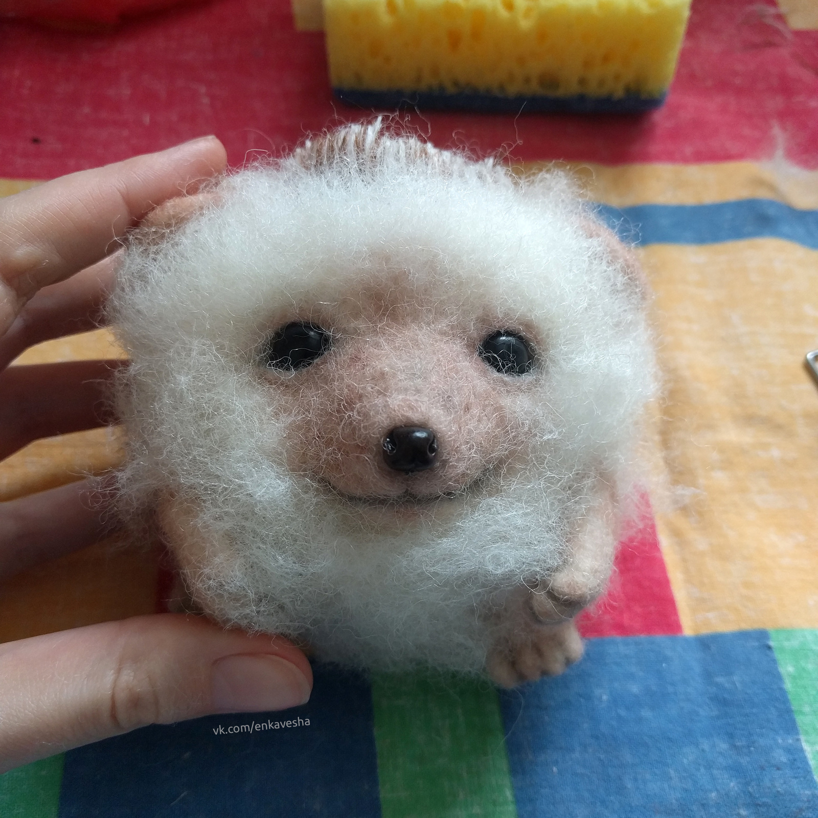 Hedgehog - My, Dry felting, Author's toy, Needlework with process, Needlework, Handmade, Hedgehog, Longpost, The photo