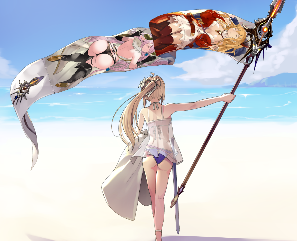 Орлеанское знамя - Granblue Fantasy, Jeanne Darc, Narmaya, Vira lilie, Аниме, Anime Art, Купальник, Дакимакура