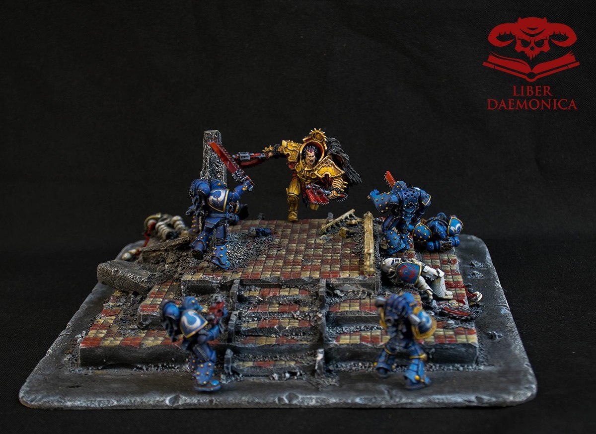 Scene from the battle for the planet Armatura! by Liber Daemonica Studio - Warhammer 30k, Horus heresy, World eaters, Ultramarines, Angron, Wh miniatures, Longpost, The photo