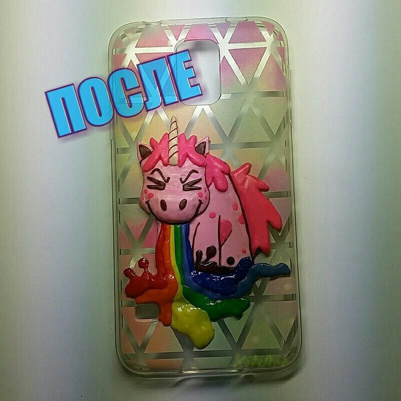 How do I repair my cover? - My, Polymer clay, Unicorn, Rainbow, Handmade, Case for phone, Longpost