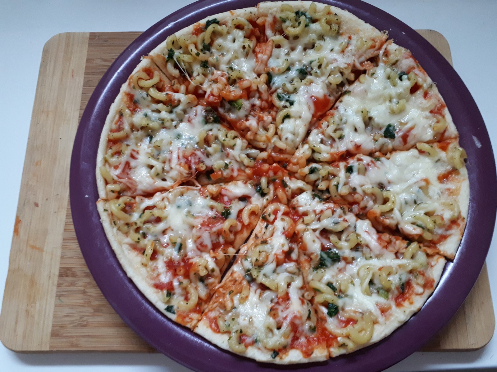 Pizza with pasta. Why not. - My, Pizza, Semi-finished products, Pasta