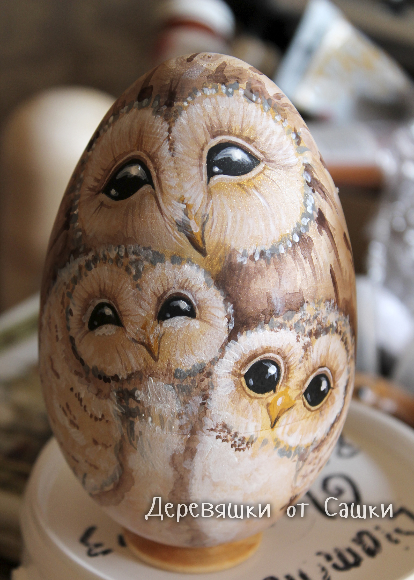 Owl painting - My, Pieces of wood from Sasha, Owl, Matryoshka, Painting on wood, Handmade, Longpost