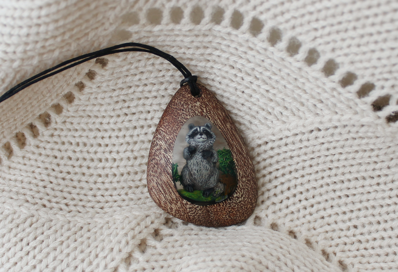 Zoo in miniature - My, My, Handmade, Needlework, Pendant, Raccoon, Husky, Panda, Handmade, Longpost