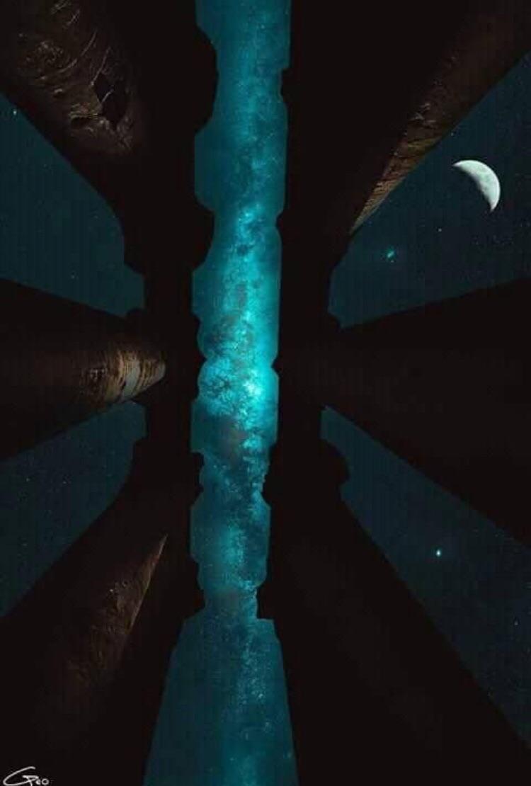 Milky Way and Moon from Temple of Karnak, Egypt - Milky Way, The photo, Egypt