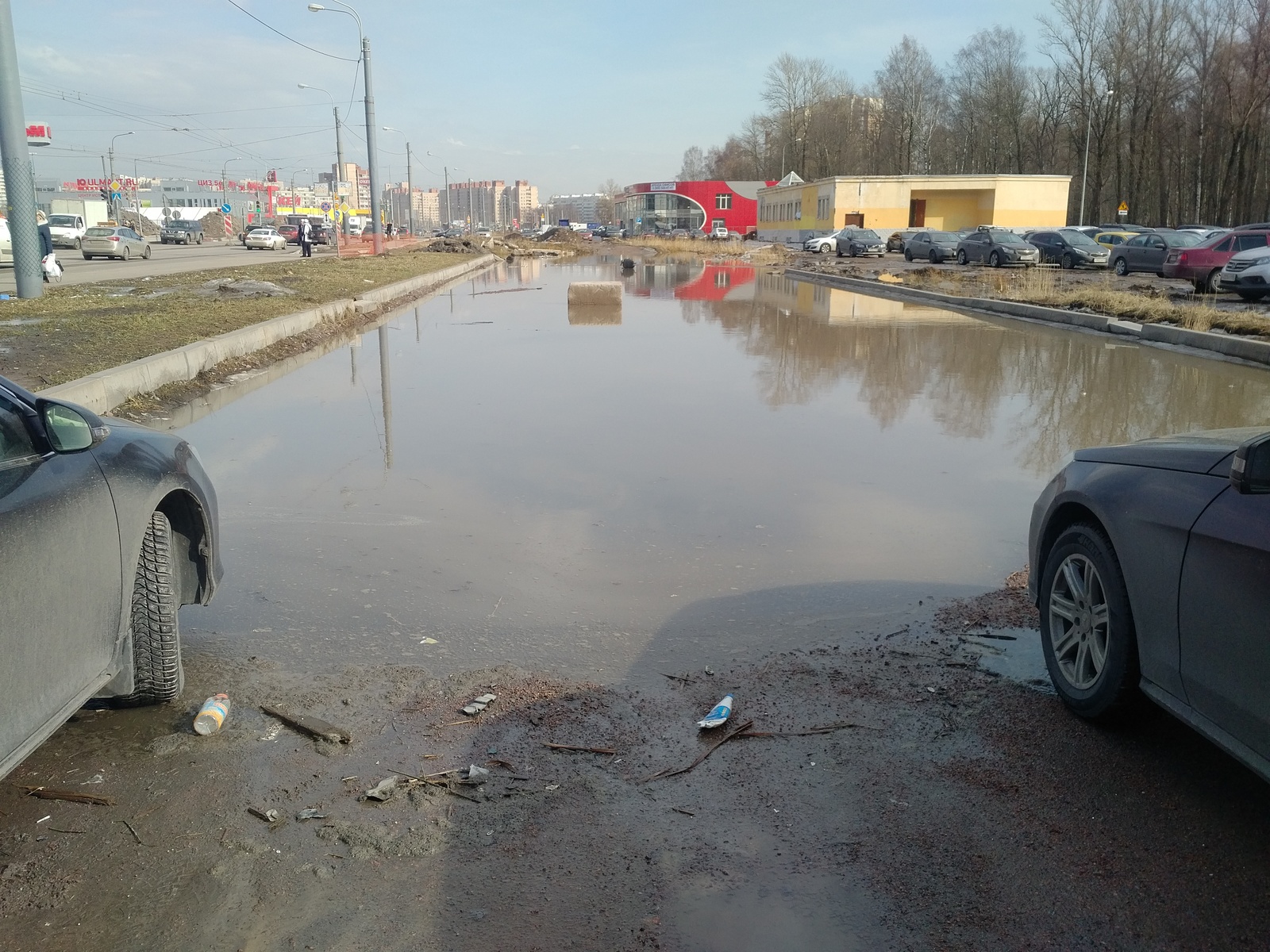 And in St. Petersburg the snow melted ... - My, Saint Petersburg, Russian roads, Swamp, Longpost