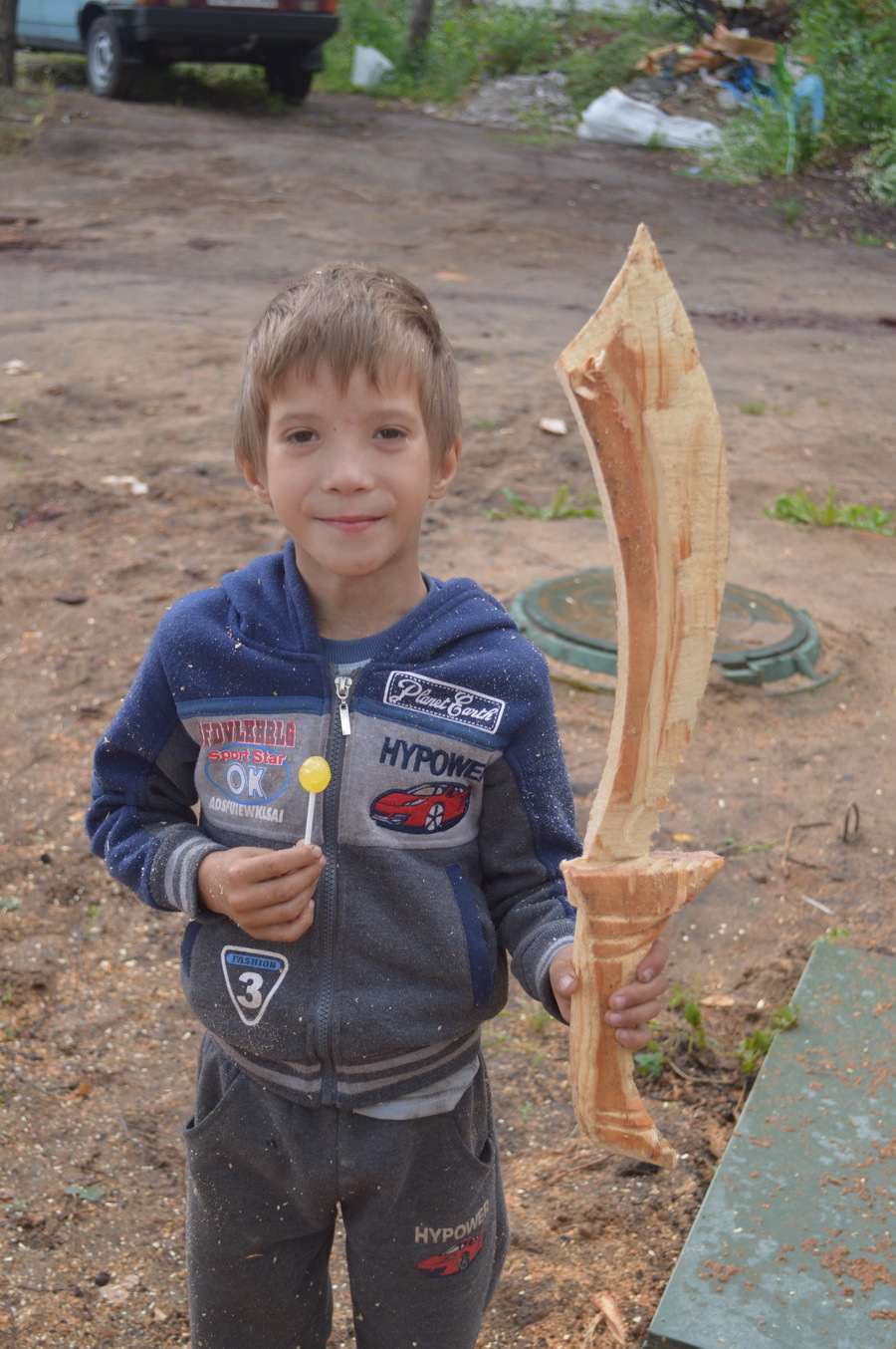 Kid with a chainsaw - My, Alexander Ivchenko, Chainsaw sculpture, Chainsaw, Veles, Perun, Svarog, Wood carving, Longpost, Video