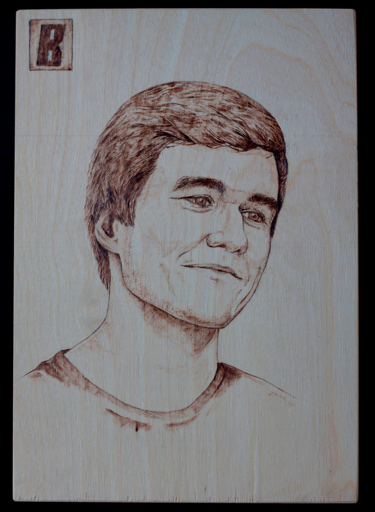 Portrait of Evgena BadComedian. - My, Badcomedian, Art, Pyrography, Portrait, Needlework, Longpost