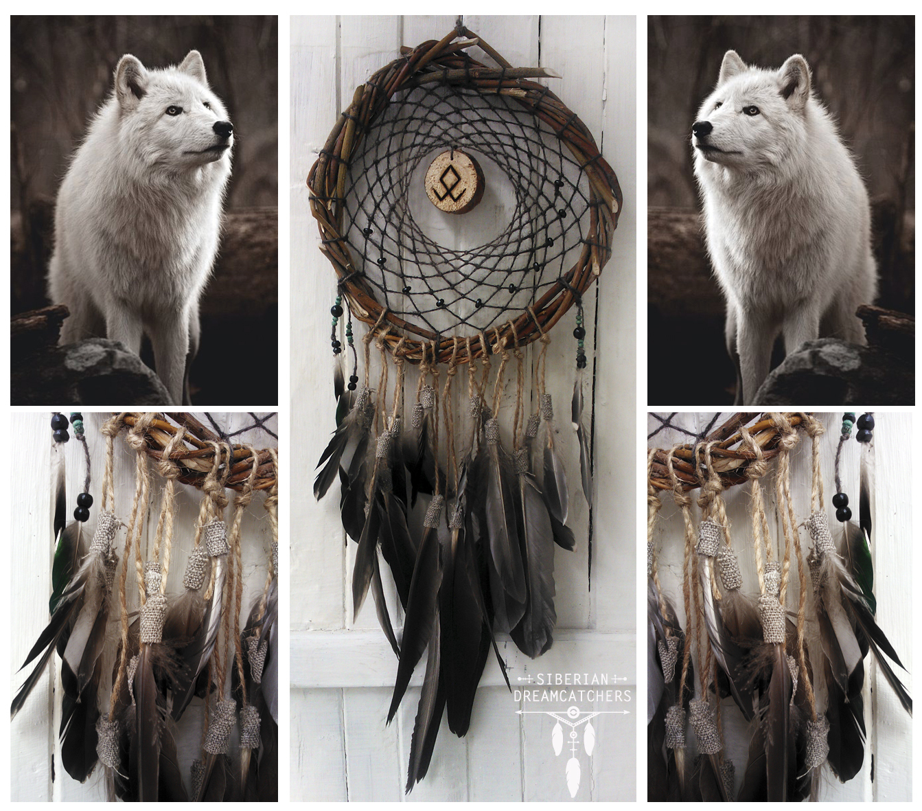 A selection of catchers with the symbol of the wolf - My, Needlework without process, My, Dreamcatcher, Longpost