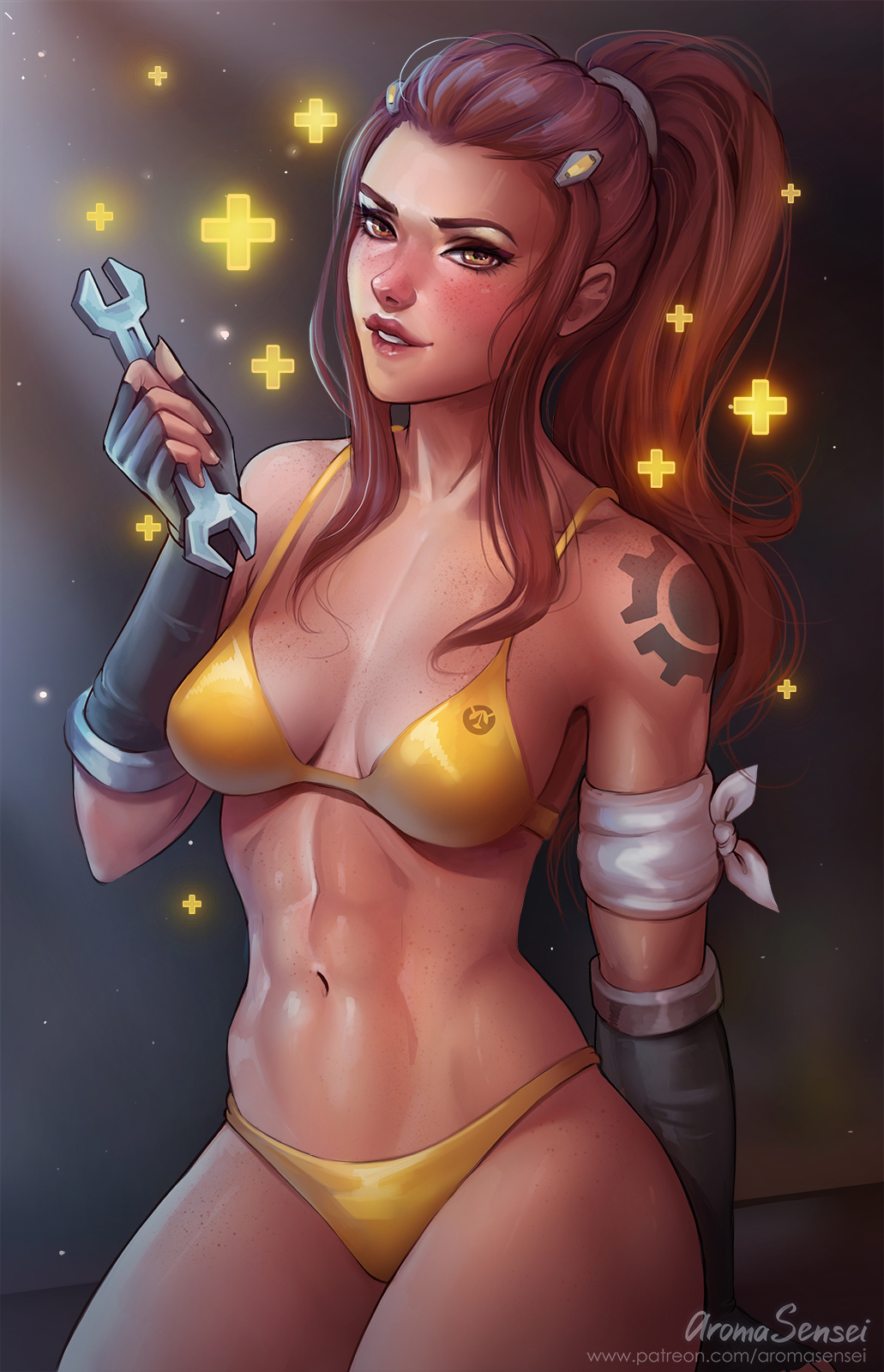 Brigitte - NSFW, Overwatch, Brigitte, Aromasensei, Longpost, 