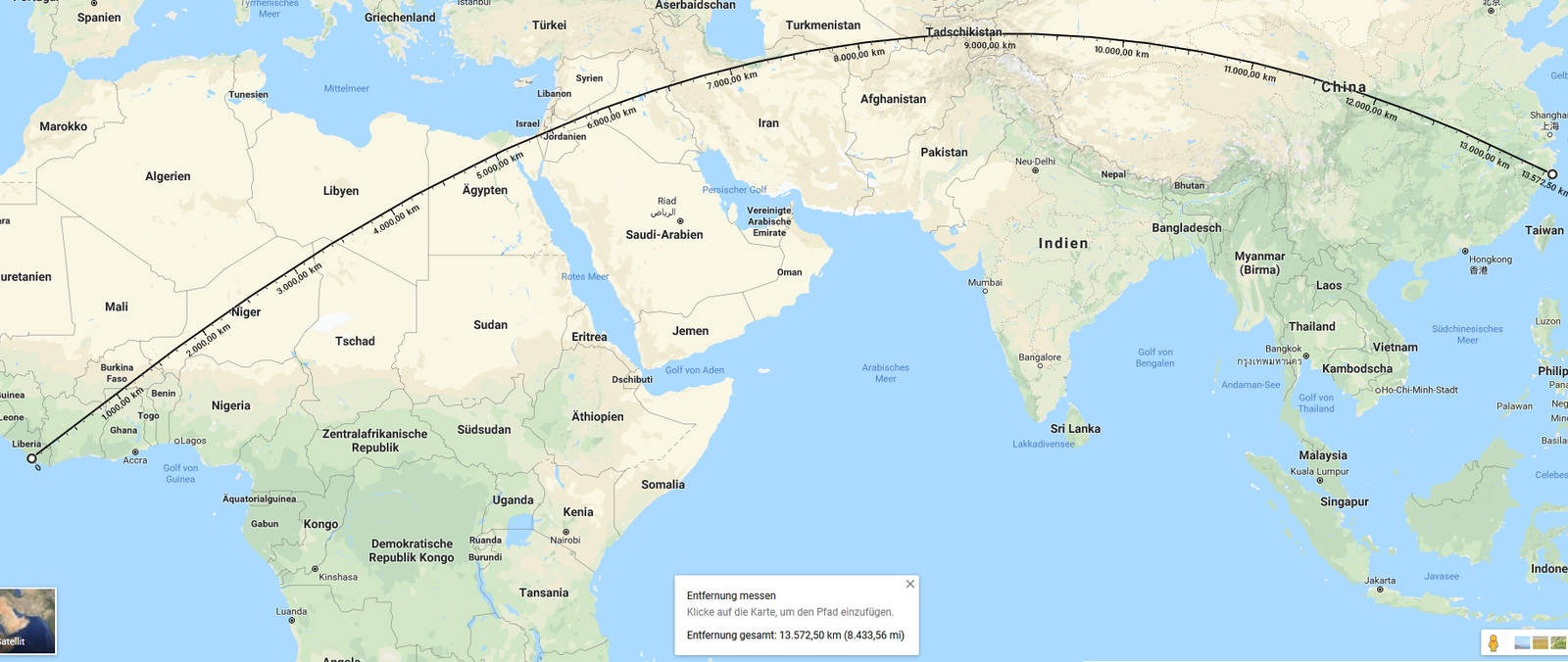 Longest direct land route - Travels, World map, Route, Reddit