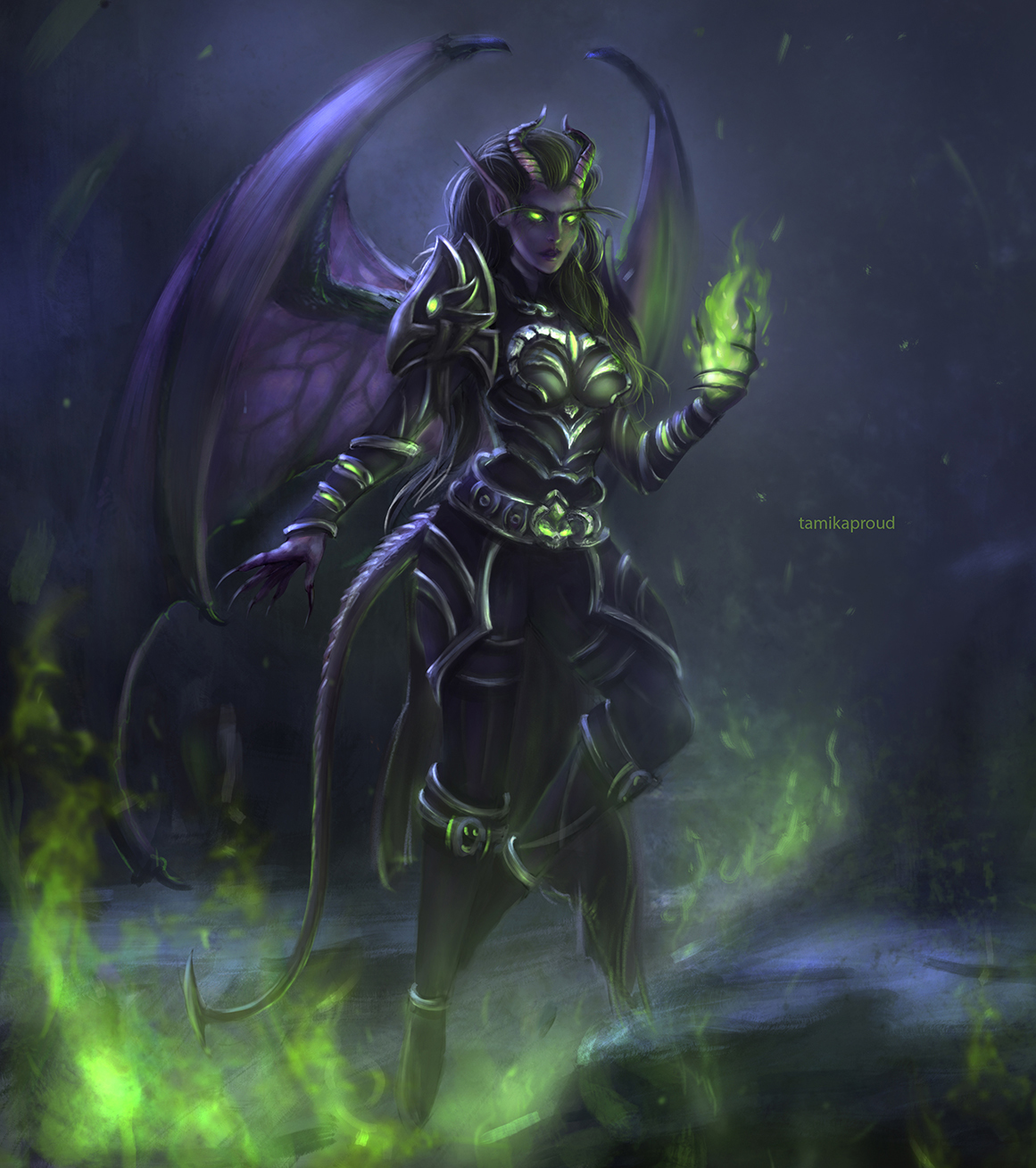 Nightmare - My, World of warcraft, Blizzard, Drawing, Demon hunters, Tamikaproud